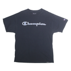CHAMPION Mens Black Graphic T-Shirt L Short Sleeve Crew Neck Cotton Casual