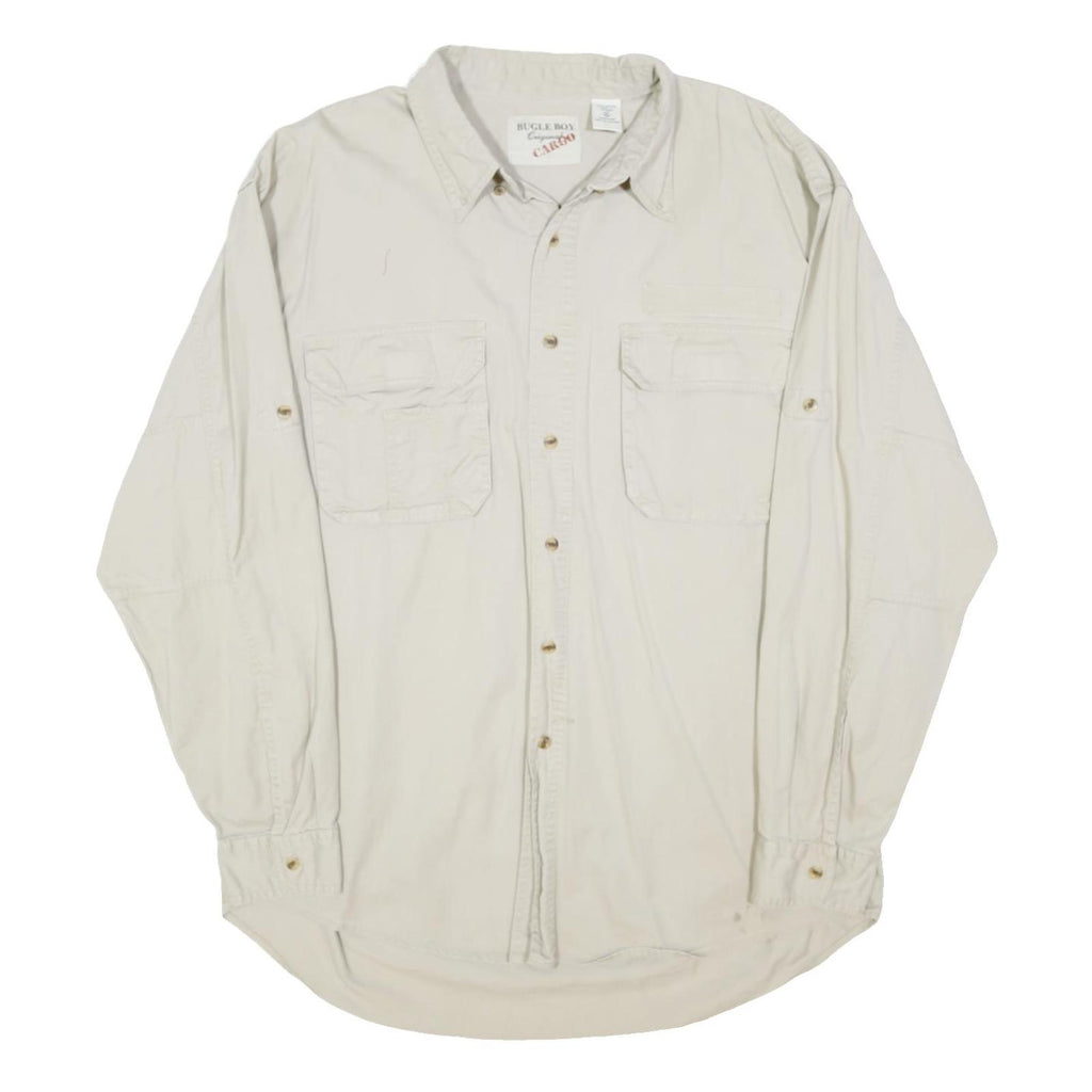 BUGLE BOY Mens Beige Casual Cargo Shirt L Cotton Blend Workwear Utility