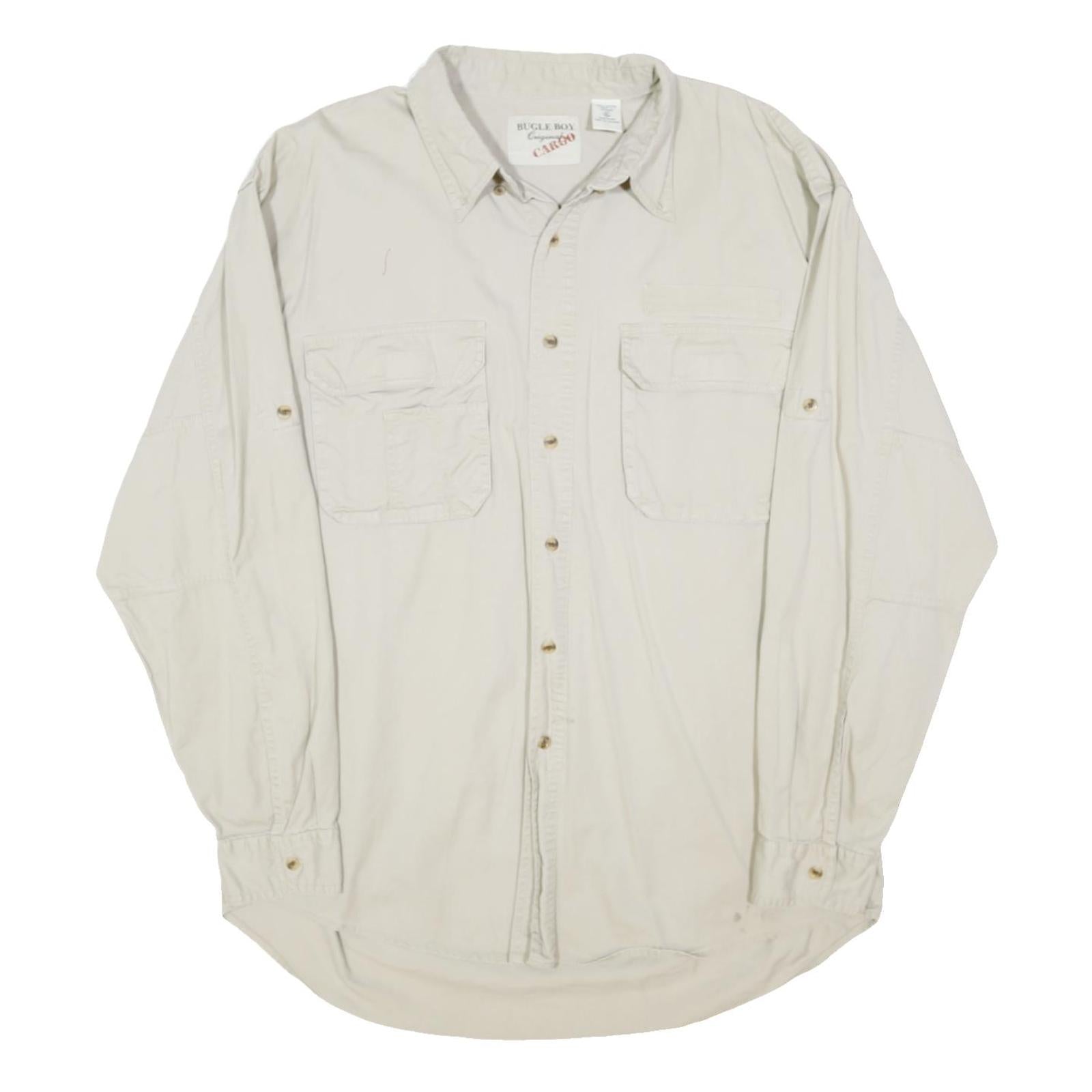 BUGLE BOY Mens Beige Casual Cargo Shirt L Cotton Blend Workwear Utility