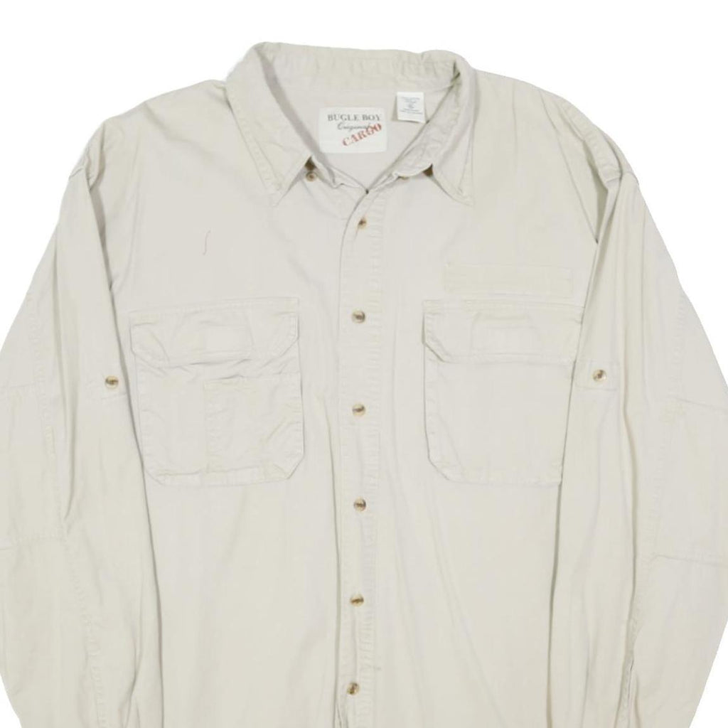 BUGLE BOY Mens Beige Casual Cargo Shirt L Cotton Blend Workwear Utility