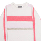 MINT VELVET Womens Patterned Jumper White Crew Neck Tight Knit Wool M