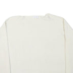 CALVIN KLEIN Womens White Plain Cotton Blend Jumper Crew Neck Basic Knit M