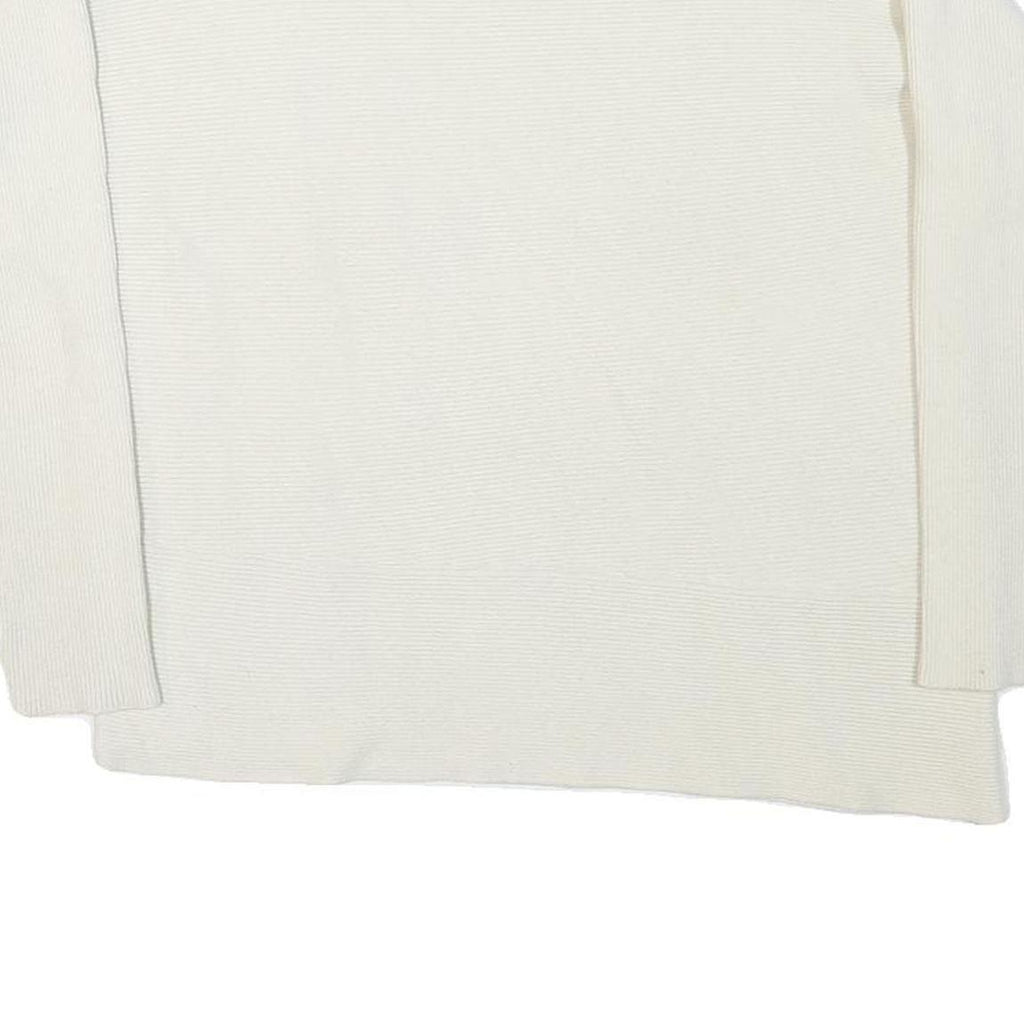 CALVIN KLEIN Womens White Plain Cotton Blend Jumper Crew Neck Basic Knit M