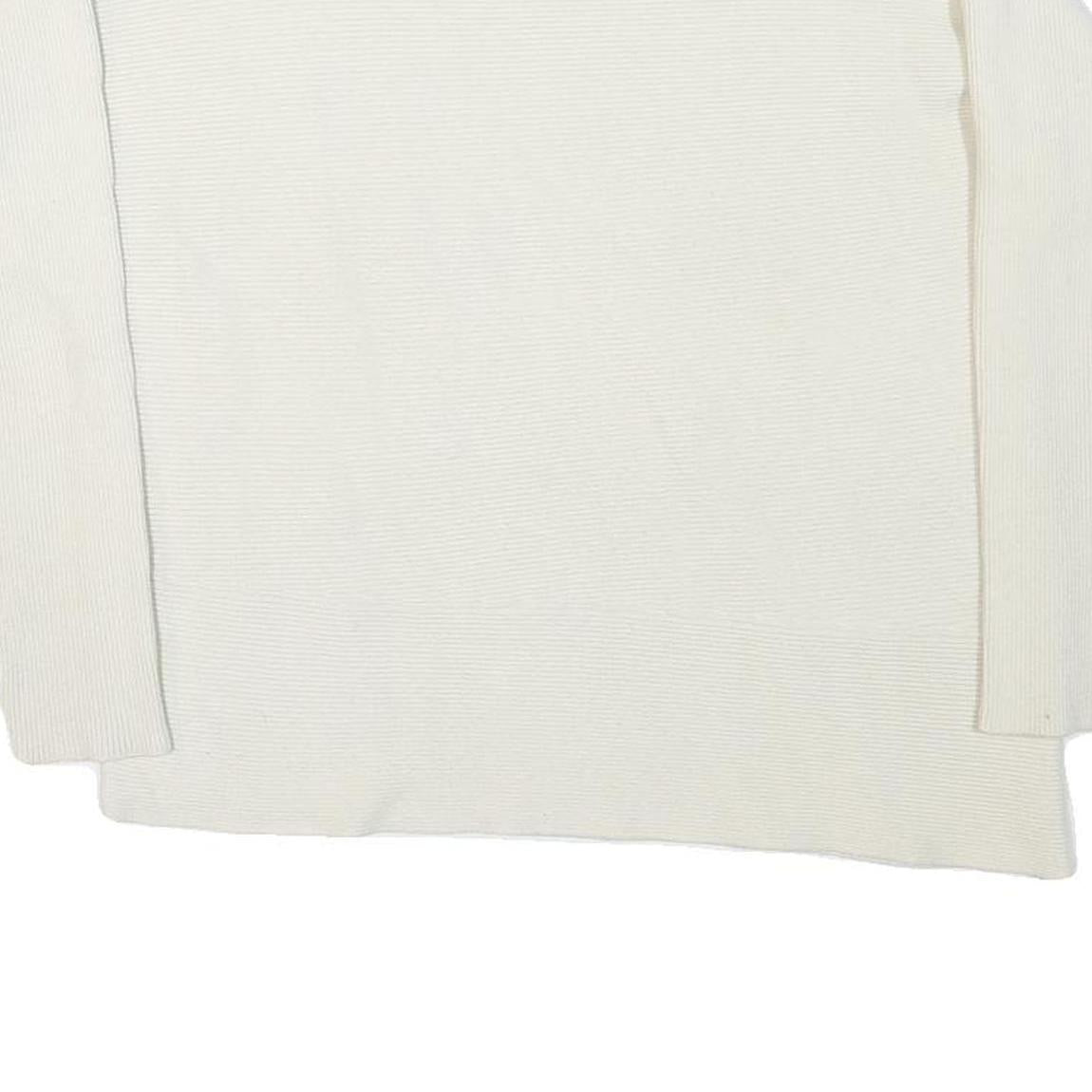 CALVIN KLEIN Womens White Plain Cotton Blend Jumper Crew Neck Basic Knit M