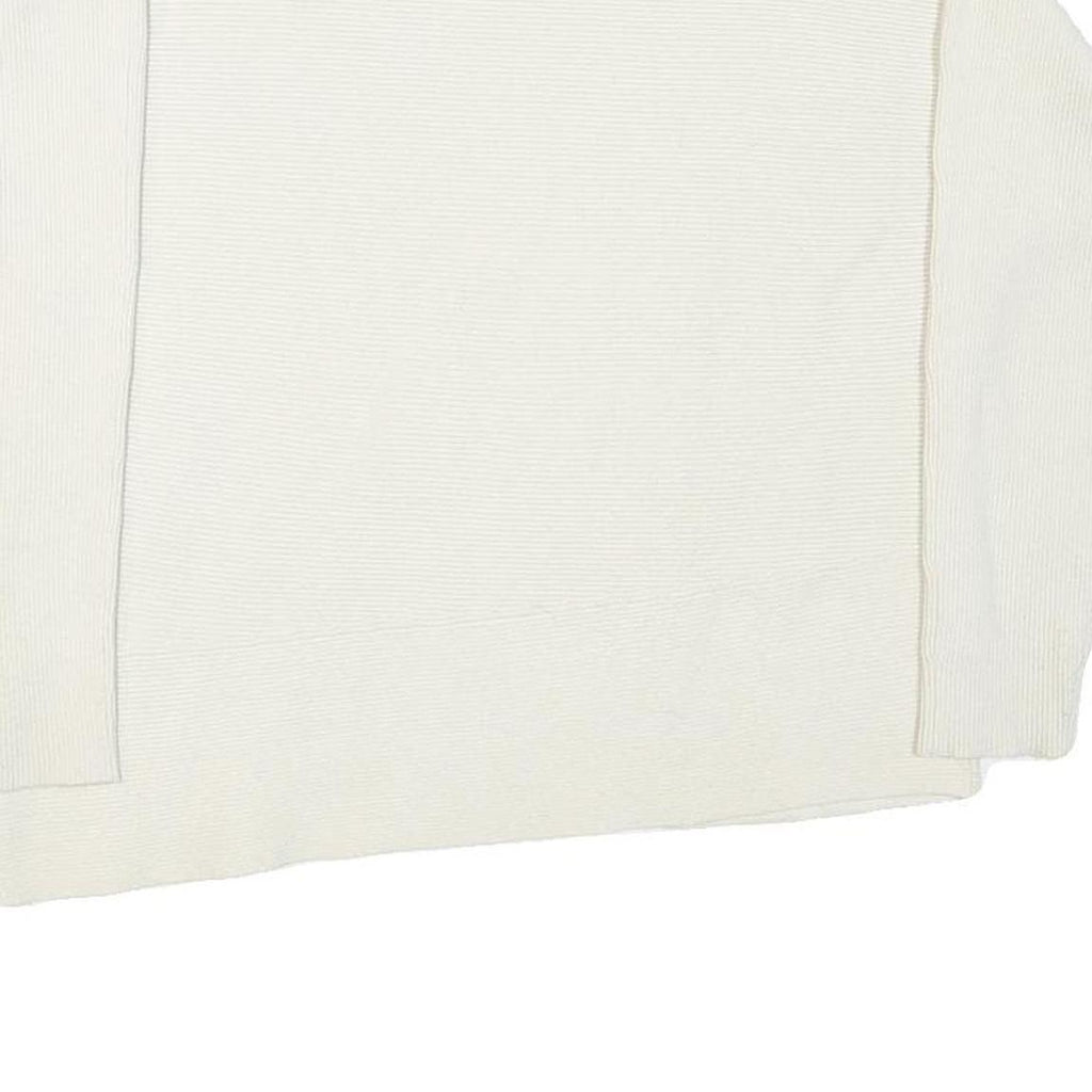 CALVIN KLEIN Womens White Plain Cotton Blend Jumper Crew Neck Basic Knit M