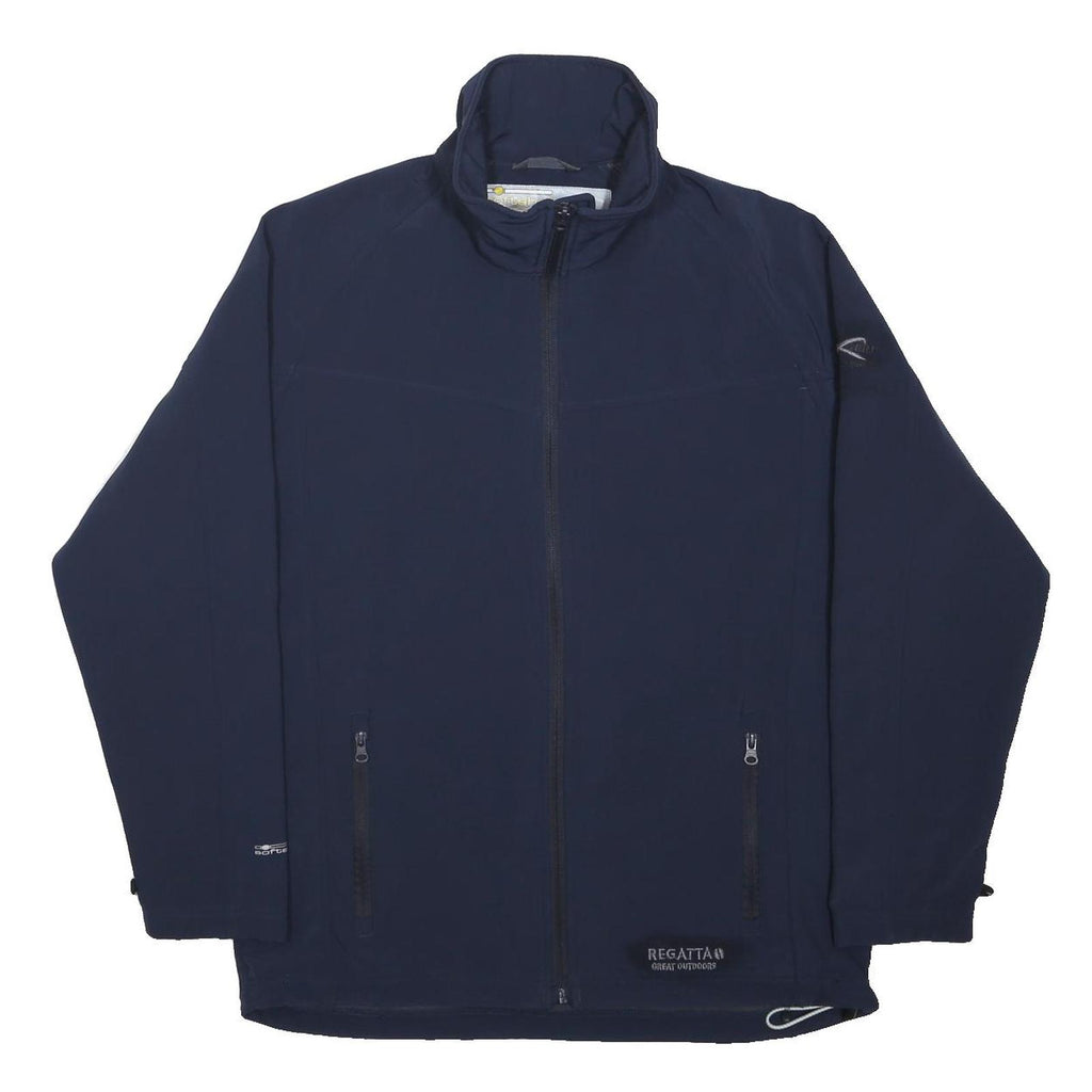 REGATTA Mens Navy Blue Softshell Jacket M Cotton Blend Zip Outdoor Casual