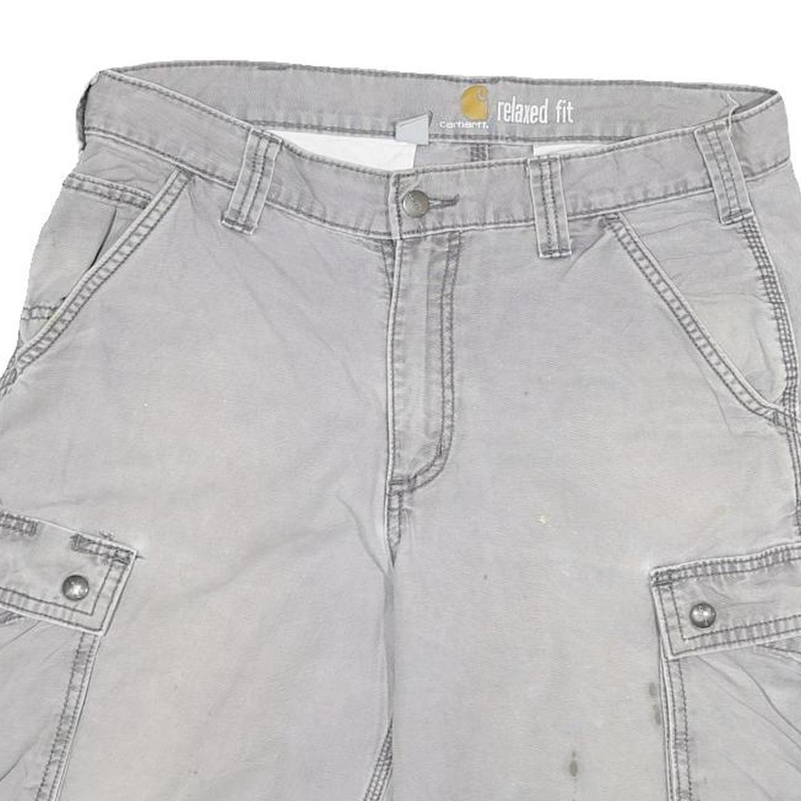 CARHARTT Mens Shorts Grey Relaxed Fit Cargo XL W32 Practical Pocketed Workwear