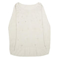 ALF Womens Cream Jumper Floral Embroidered Crew Neck Basic Knit S Stylish