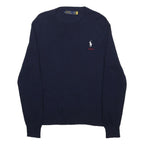 POLO RALPH LAUREN Mens Navy Plain Cotton Crew Neck Basic Knit Jumper L Cotton