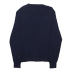 POLO RALPH LAUREN Mens Navy Plain Cotton Crew Neck Basic Knit Jumper L Cotton