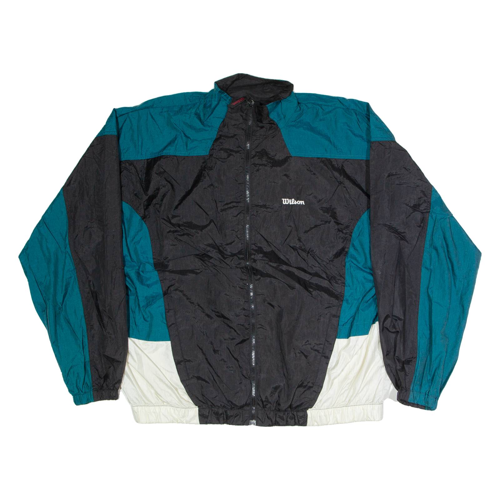 WILSON Mens Track Jacket Black Nylon Colourblock 2XL
