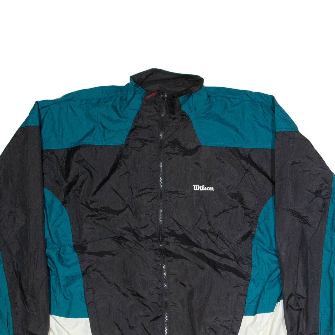 WILSON Mens Track Jacket Black Nylon Colourblock 2XL