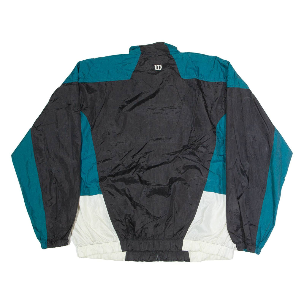 WILSON Mens Track Jacket Black Nylon Colourblock 2XL