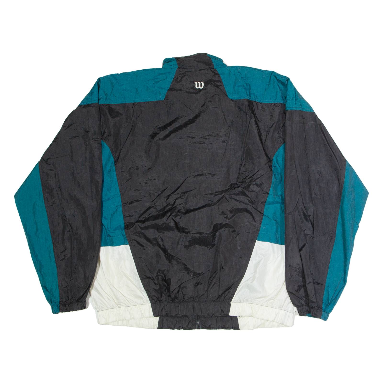 WILSON Mens Track Jacket Black Nylon Colourblock 2XL