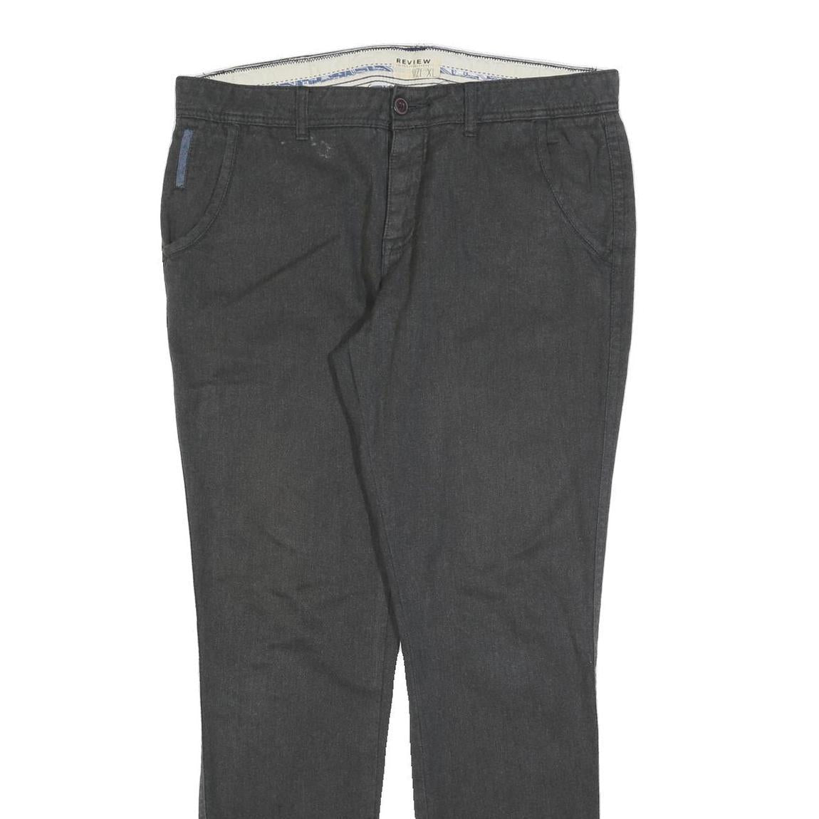 REVIEW Mens Cotton Blend Black Slim Straight Trousers W36 L32 Classic Casual Zip