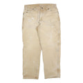 DICKIES Mens Loose Fit Beige Cotton Blend Jeans W34 L30 Workwear Zip Closure
