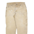 DICKIES Mens Loose Fit Beige Cotton Blend Jeans W34 L30 Workwear Zip Closure
