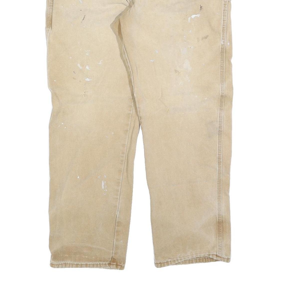 DICKIES Mens Loose Fit Beige Cotton Blend Jeans W34 L30 Workwear Zip Closure