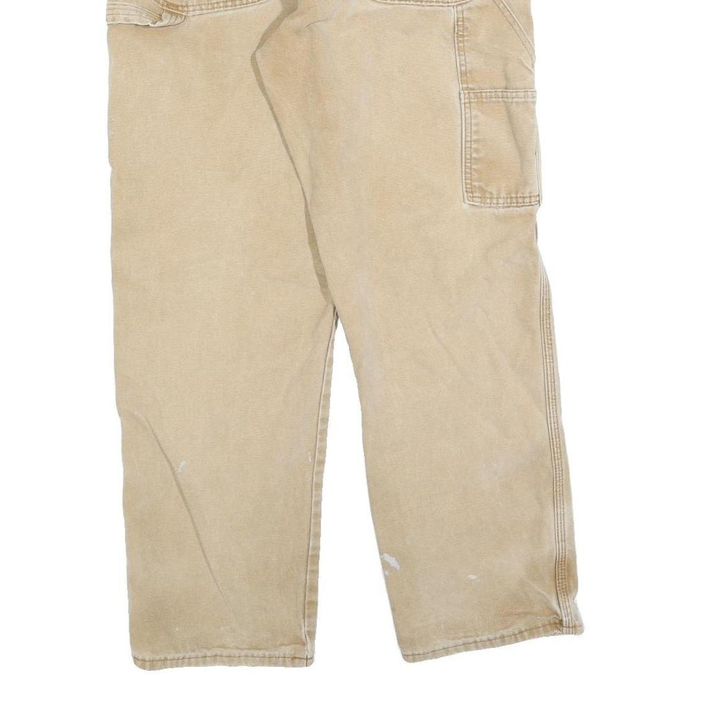 DICKIES Mens Loose Fit Beige Cotton Blend Jeans W34 L30 Workwear Zip Closure