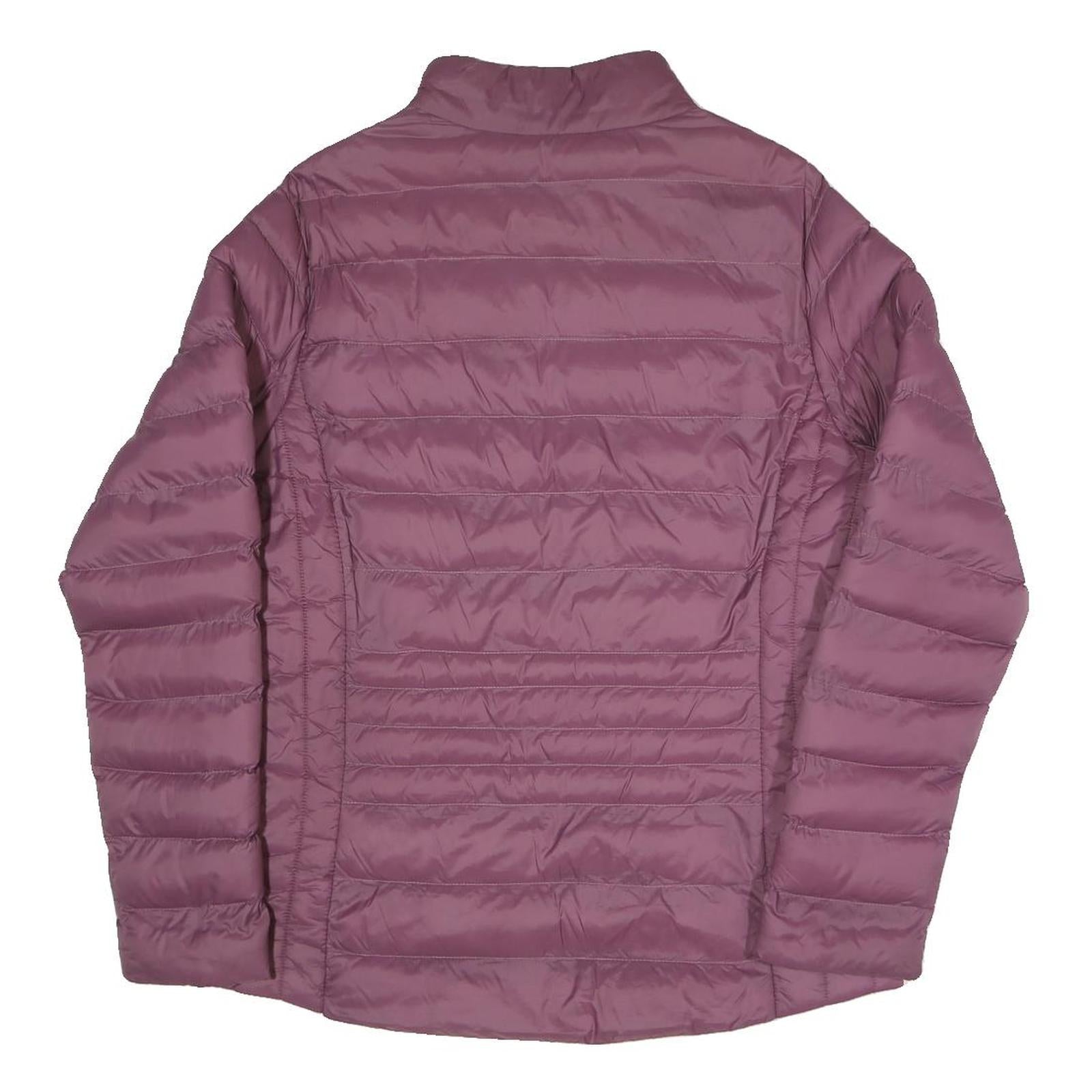 FILA Womens Maroon Quilted Jacket L Polyester Blend Zip Casual Lightweight Sport