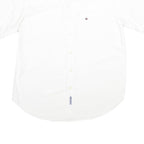 TOMMY HILFIGER Mens White Blue Collar Short Sleeve Shirt M Classic Cotton Casual
