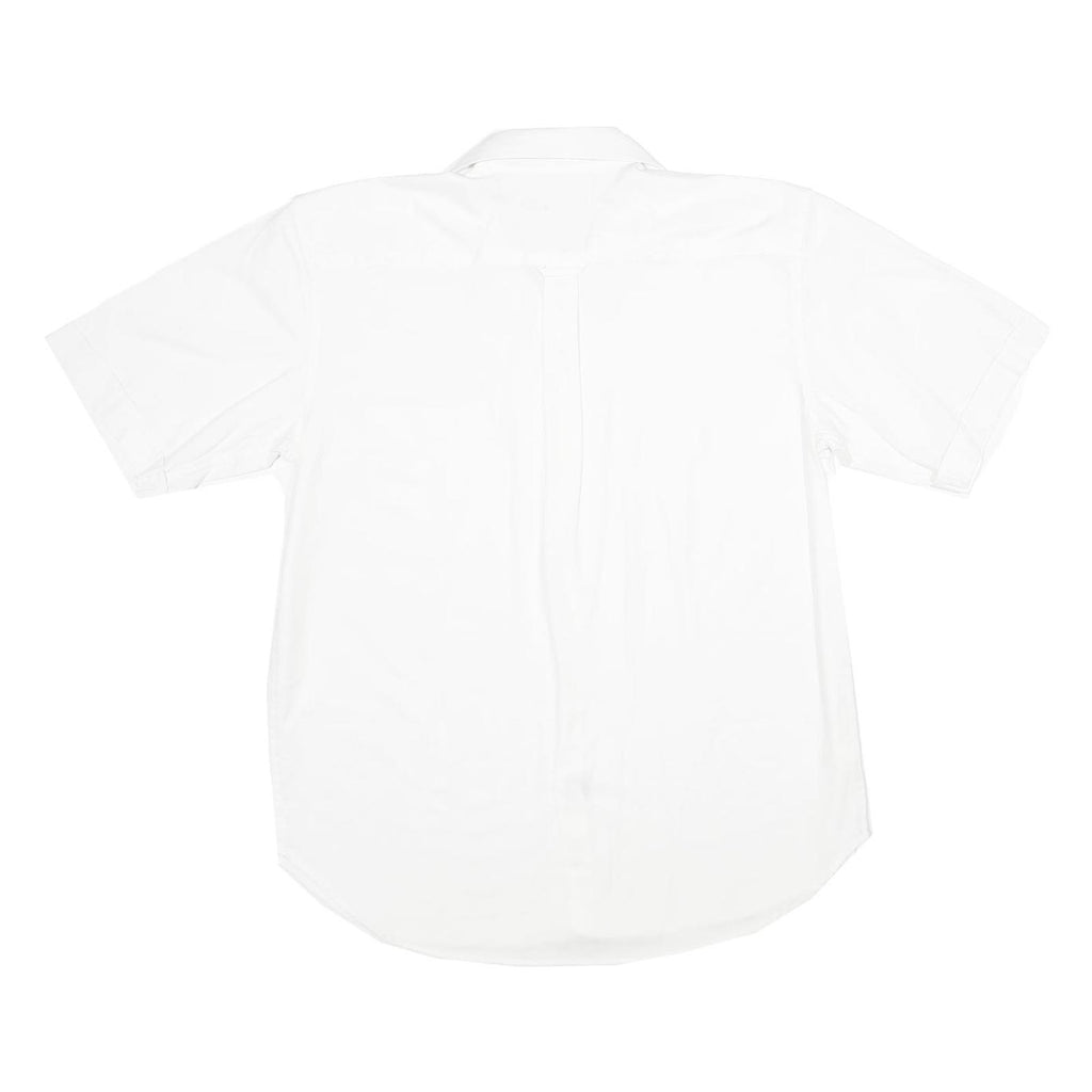 TOMMY HILFIGER Mens White Blue Collar Short Sleeve Shirt M Classic Cotton Casual