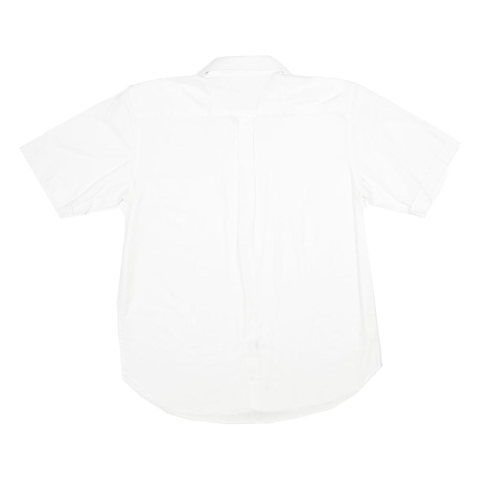 TOMMY HILFIGER Mens White Blue Collar Short Sleeve Shirt M Classic Cotton Casual