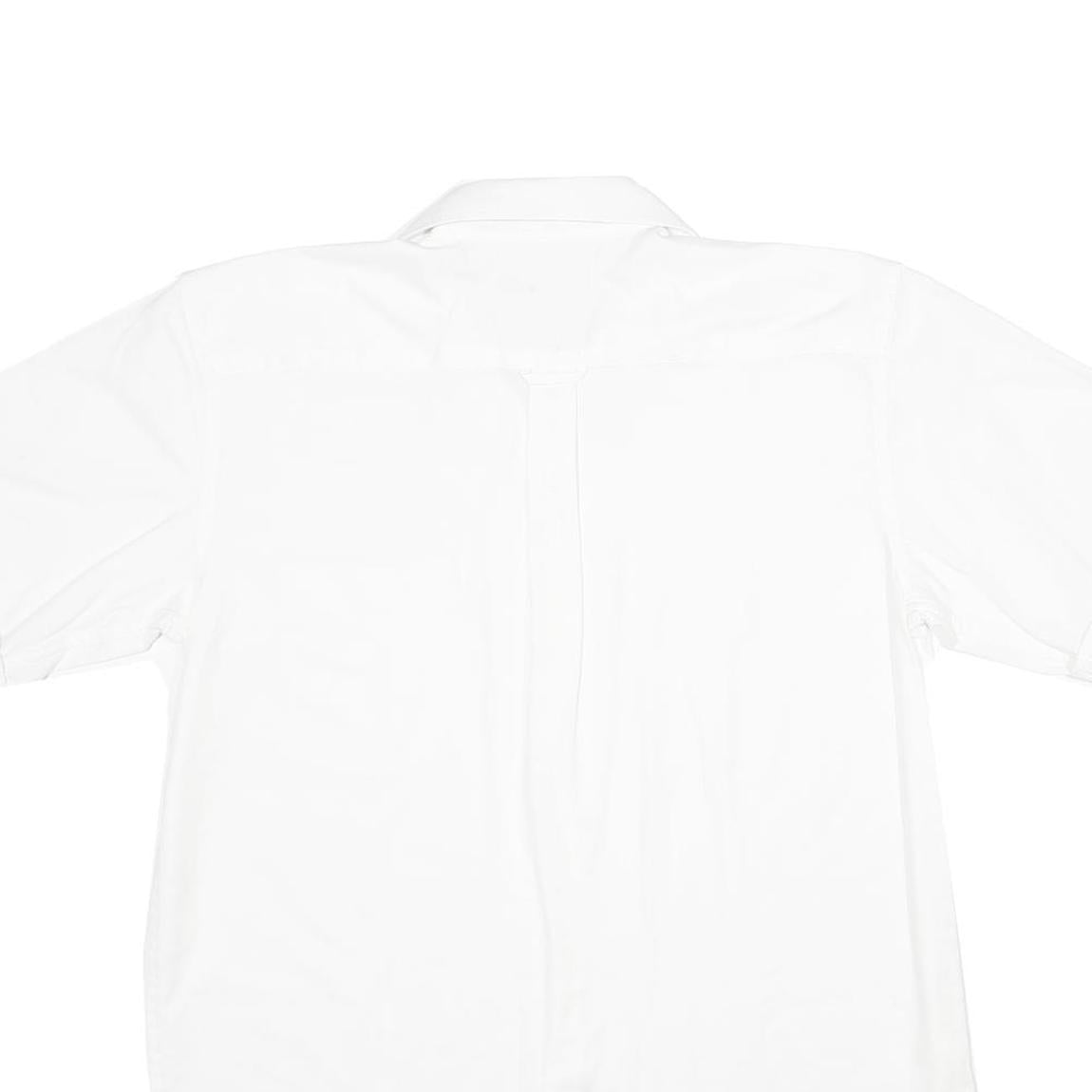 TOMMY HILFIGER Mens White Blue Collar Short Sleeve Shirt M Classic Cotton Casual