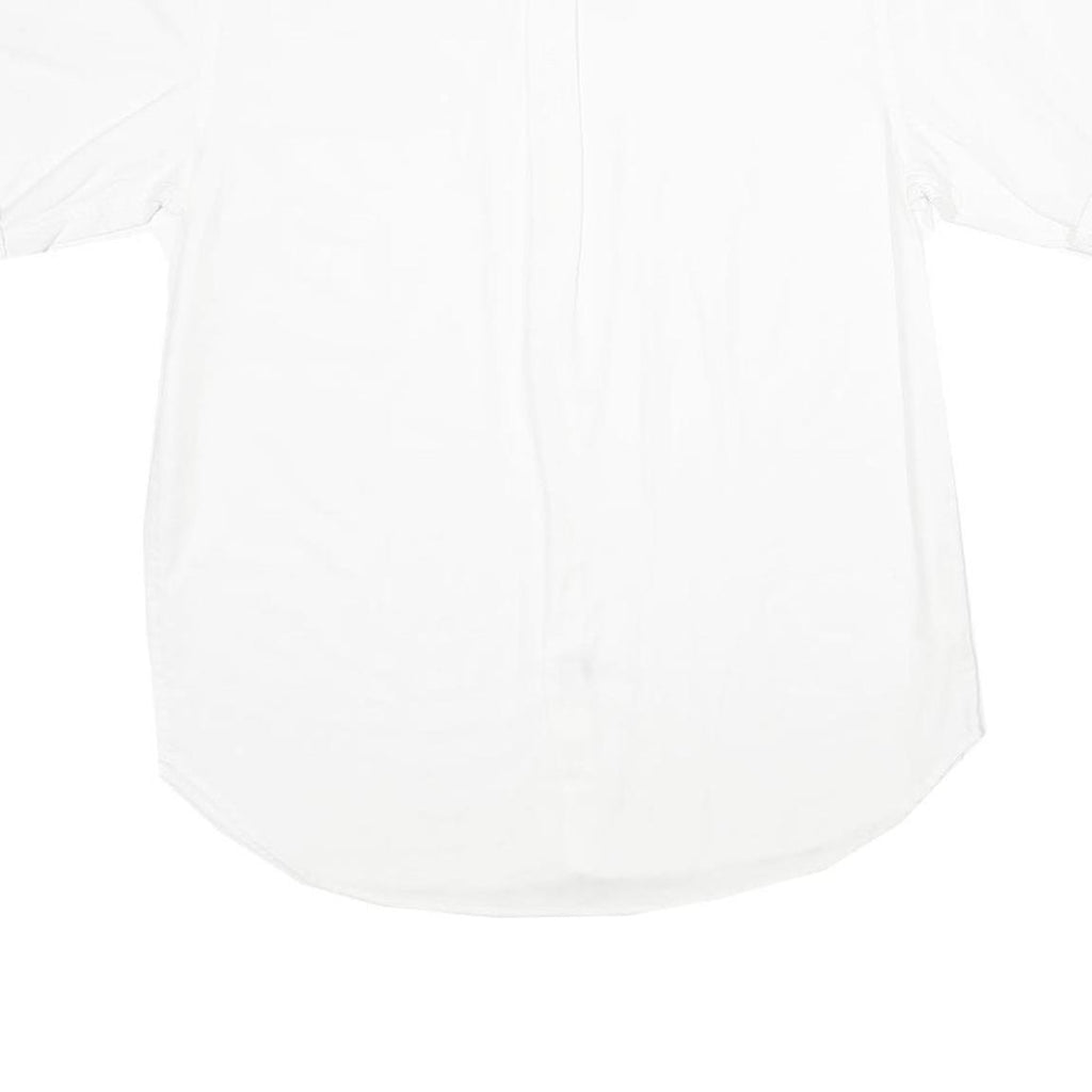 TOMMY HILFIGER Mens White Blue Collar Short Sleeve Shirt M Classic Cotton Casual