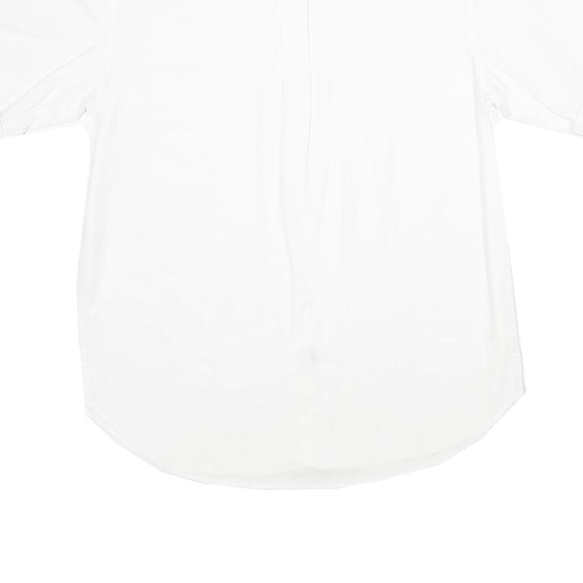 TOMMY HILFIGER Mens White Blue Collar Short Sleeve Shirt M Classic Cotton Casual