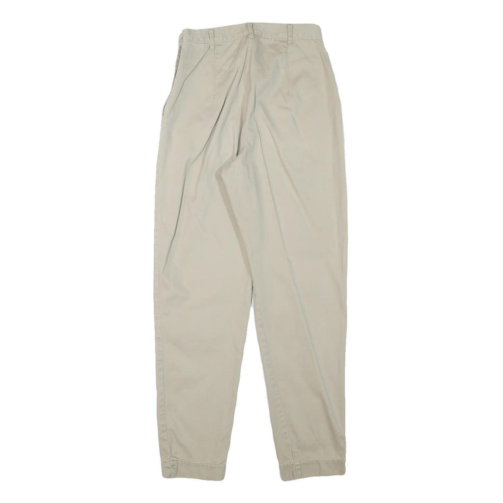 LOGG Womens Slim Beige Cotton Blend Trousers W24 L28 Zip Casual Stylish