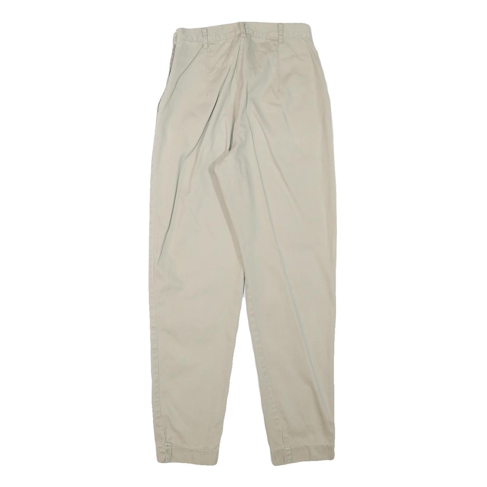 LOGG Womens Slim Beige Cotton Blend Trousers W24 L28 Zip Casual Stylish