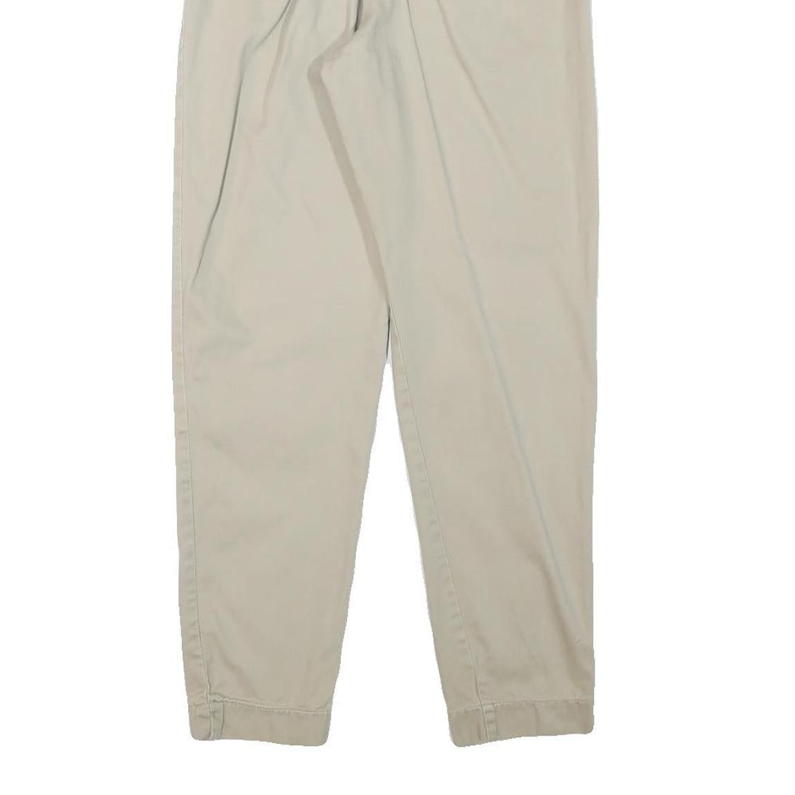 LOGG Womens Slim Beige Cotton Blend Trousers W24 L28 Zip Casual Stylish