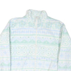 ALFRED DUNNER Womens White & Light Green Fleece Jacket M Polyester Zip Casual