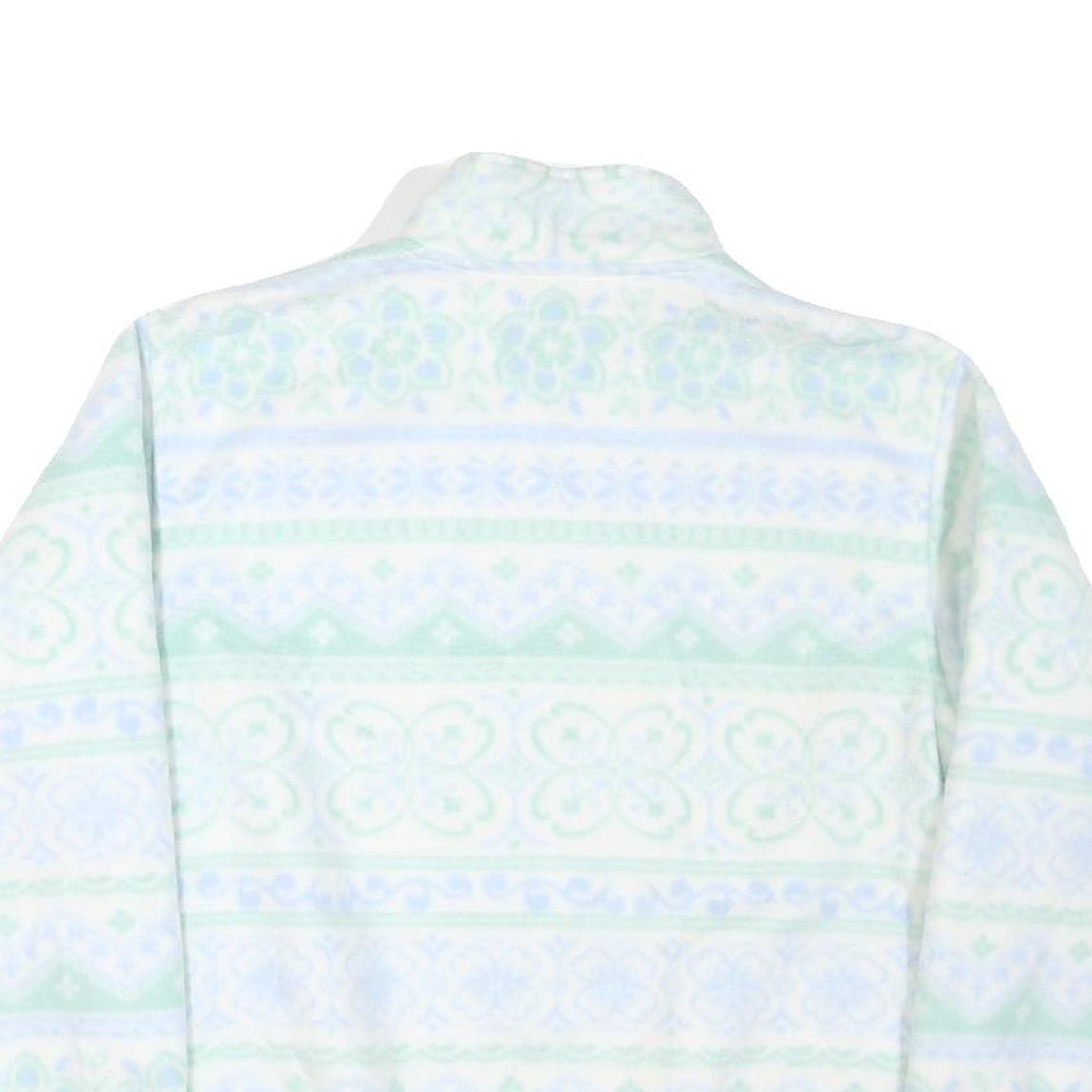 ALFRED DUNNER Womens White & Light Green Fleece Jacket M Polyester Zip Casual