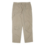 BAILOS Mens Cotton Blend Beige Relaxed Straight Trousers W35 L31 Cargo Pockets