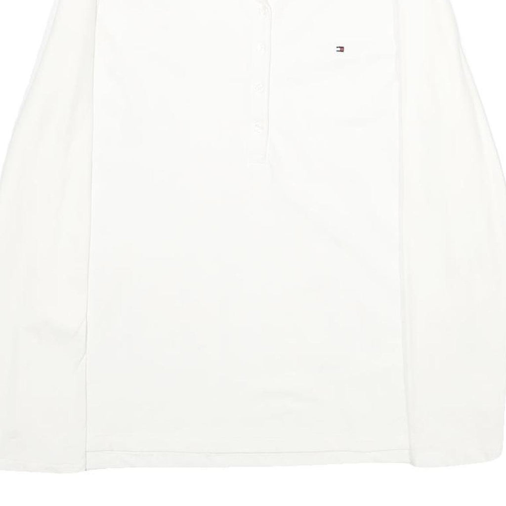 TOMMY HILFIGER Womens White Long Sleeve Plain L Cotton Blend Polo Shirt