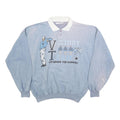 VICTORY TEAM Mens Blue & White Polo Collar XL Cotton Blend Sweatshirt Graphic