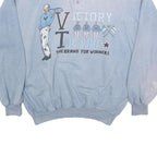 VICTORY TEAM Mens Blue & White Polo Collar XL Cotton Blend Sweatshirt Graphic