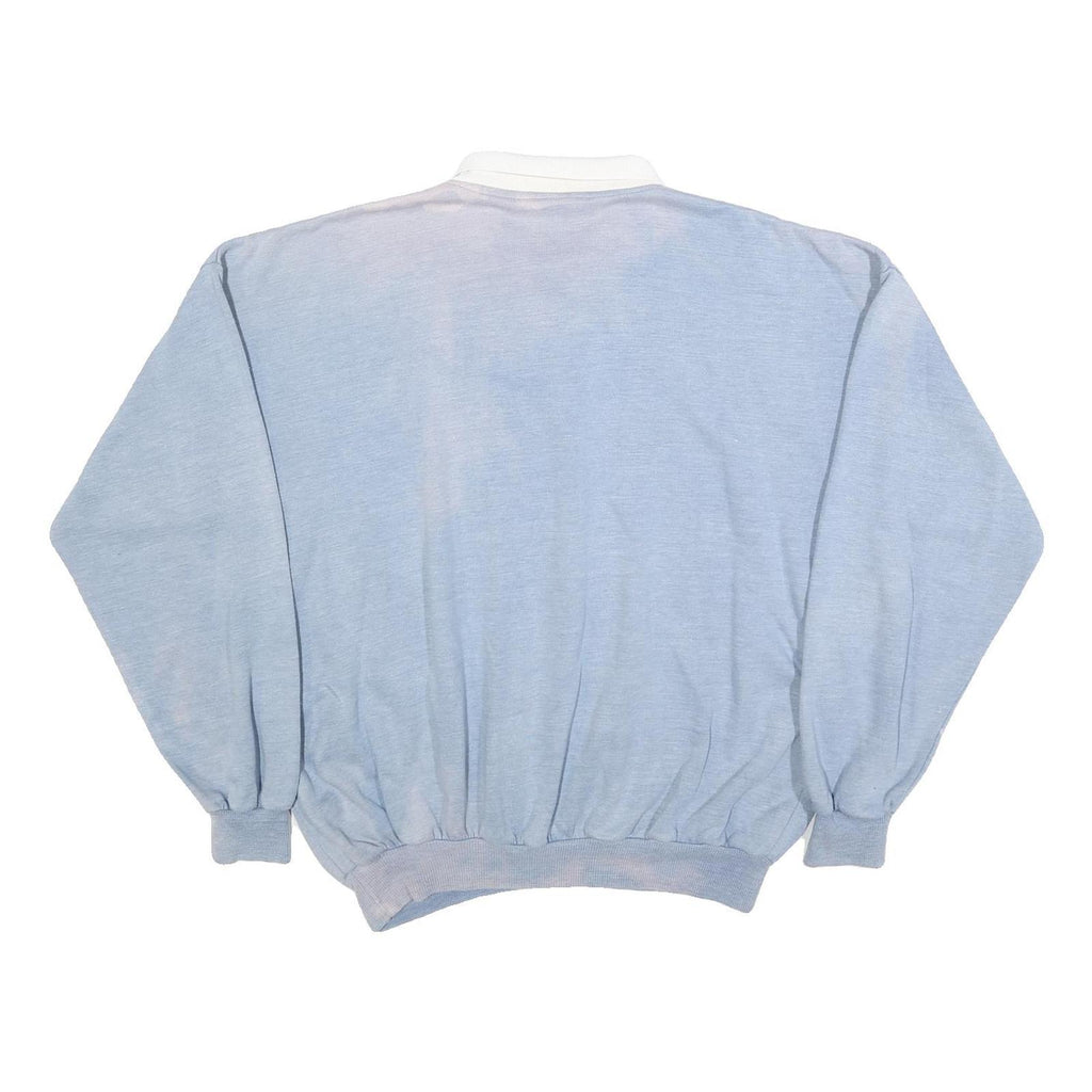 VICTORY TEAM Mens Blue & White Polo Collar XL Cotton Blend Sweatshirt Graphic