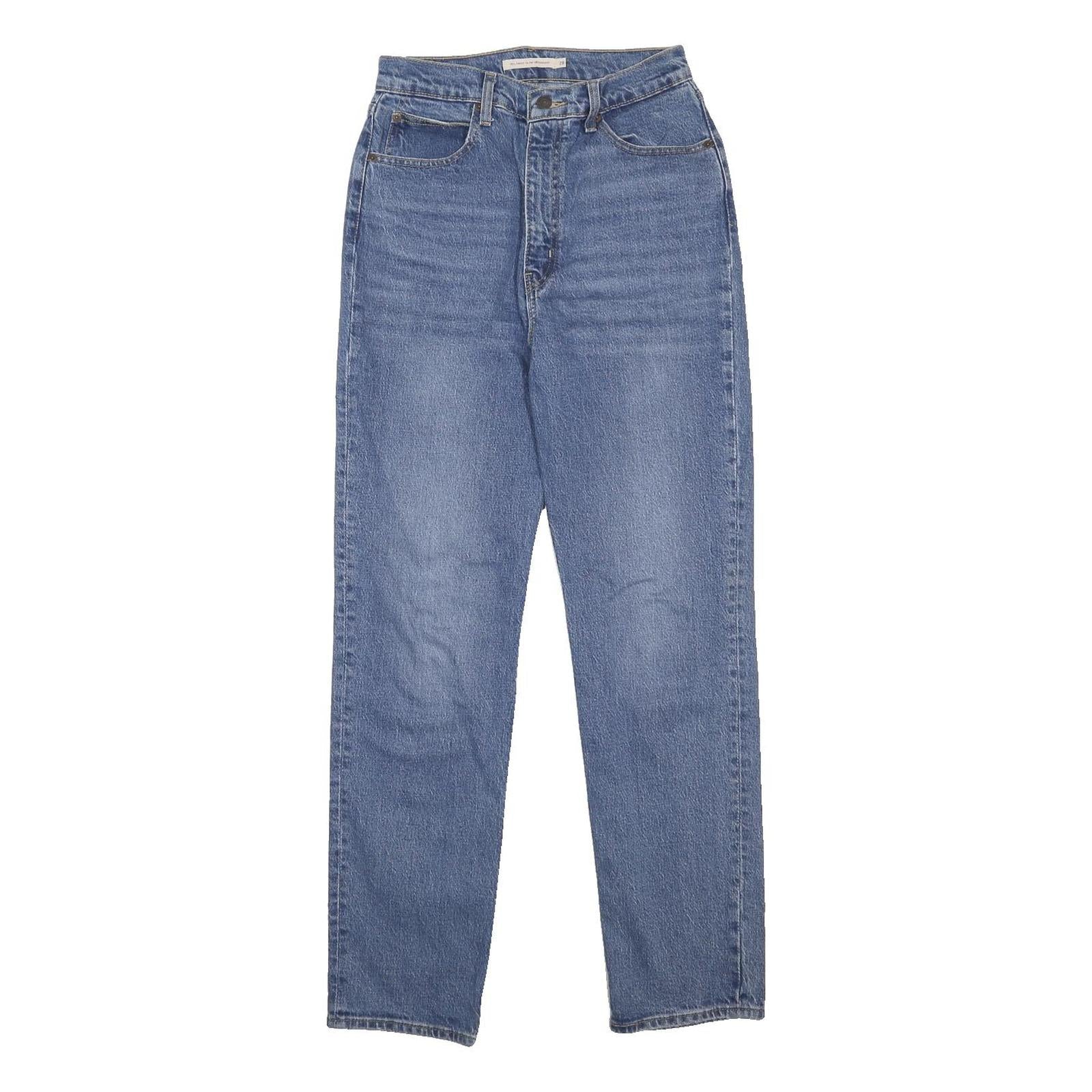 LEVI'S 70S HIGH BIG E Womens Jeans Blue Regular Straight Denim Medium W28 L31