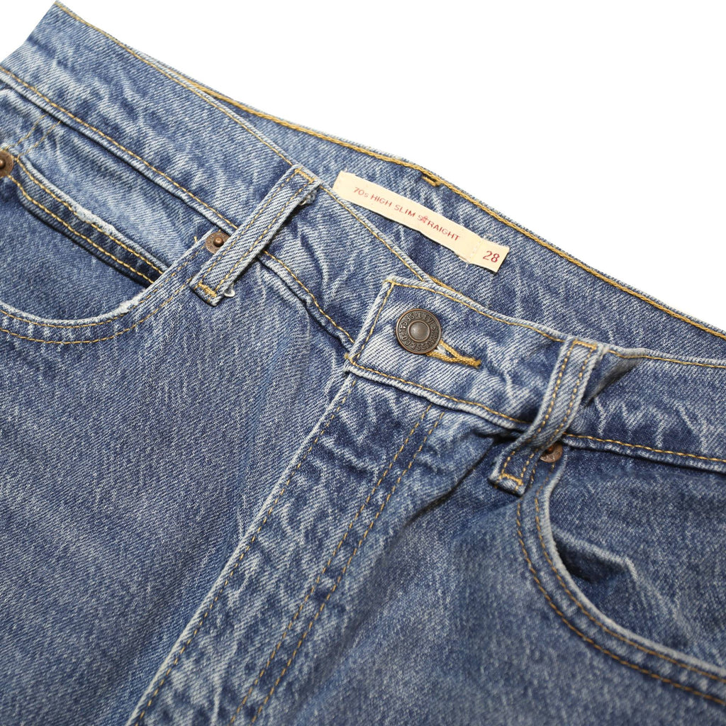 LEVI'S 70S HIGH BIG E Womens Jeans Blue Regular Straight Denim Medium W28 L31