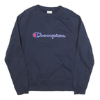 CHAMPION Mens Blue Crew Neck XL Cotton Blend Sweatshirt Pullover Logo