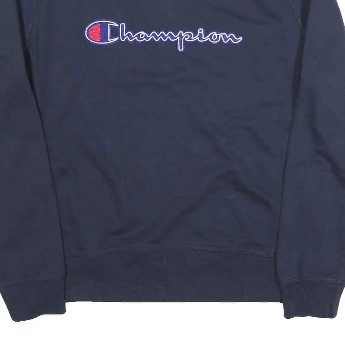 CHAMPION Mens Blue Crew Neck XL Cotton Blend Sweatshirt Pullover Logo