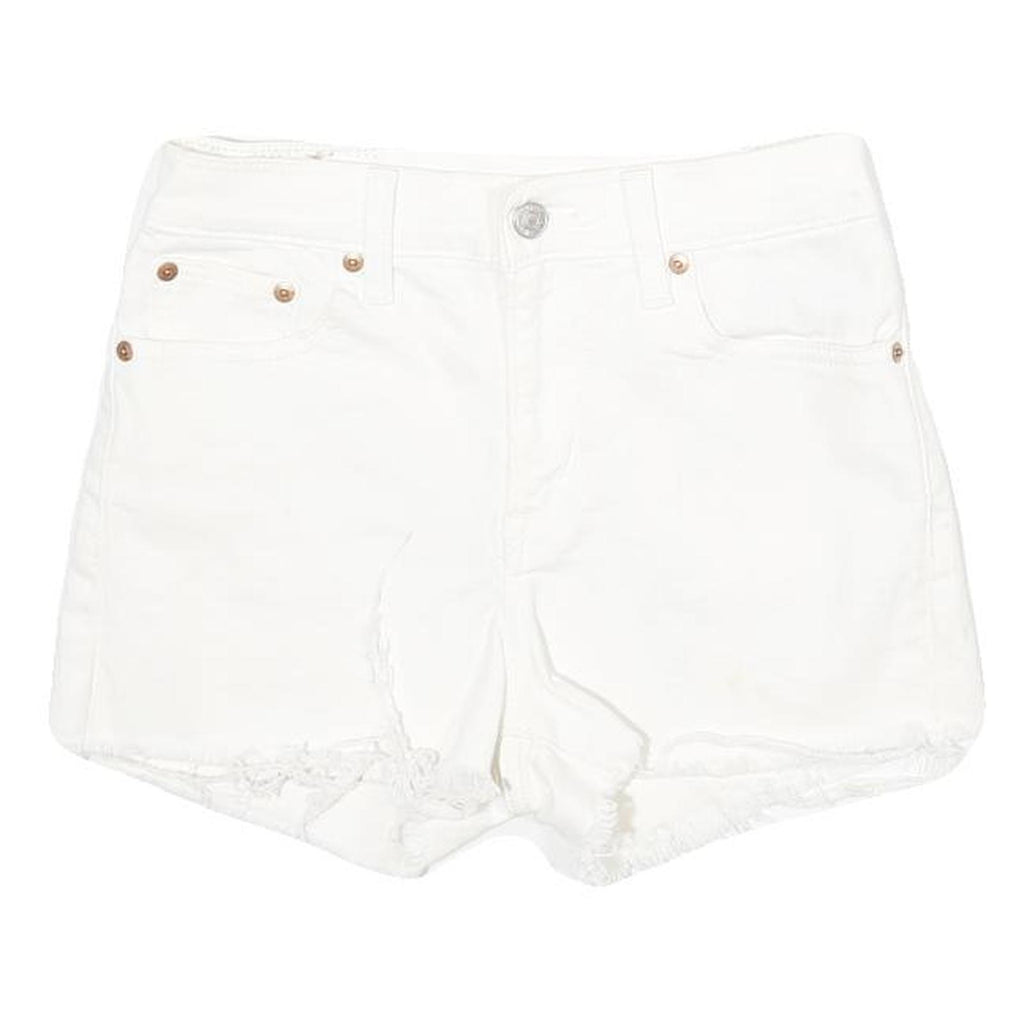LEVI'S Womens White Casual Denim Shorts S W26 Frayed Hem Stretch Cotton Blend