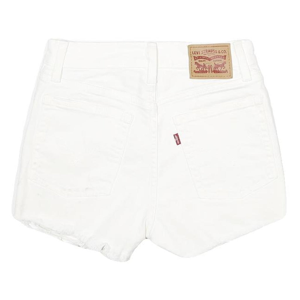 LEVI'S Womens White Casual Denim Shorts S W26 Frayed Hem Stretch Cotton Blend