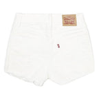 LEVI'S Womens White Casual Denim Shorts S W26 Frayed Hem Stretch Cotton Blend