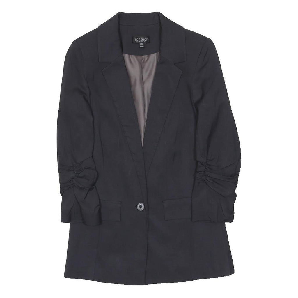 TOPSHOP Womens Black Jacket UK 6 Polyester Blend Classic Button Closure Elegant
