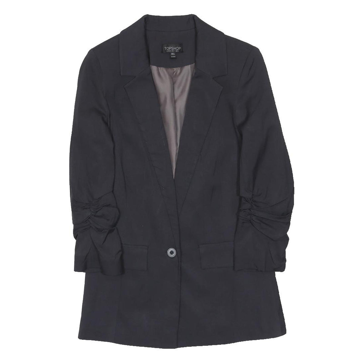 TOPSHOP Womens Black Jacket UK 6 Polyester Blend Classic Button Closure Elegant
