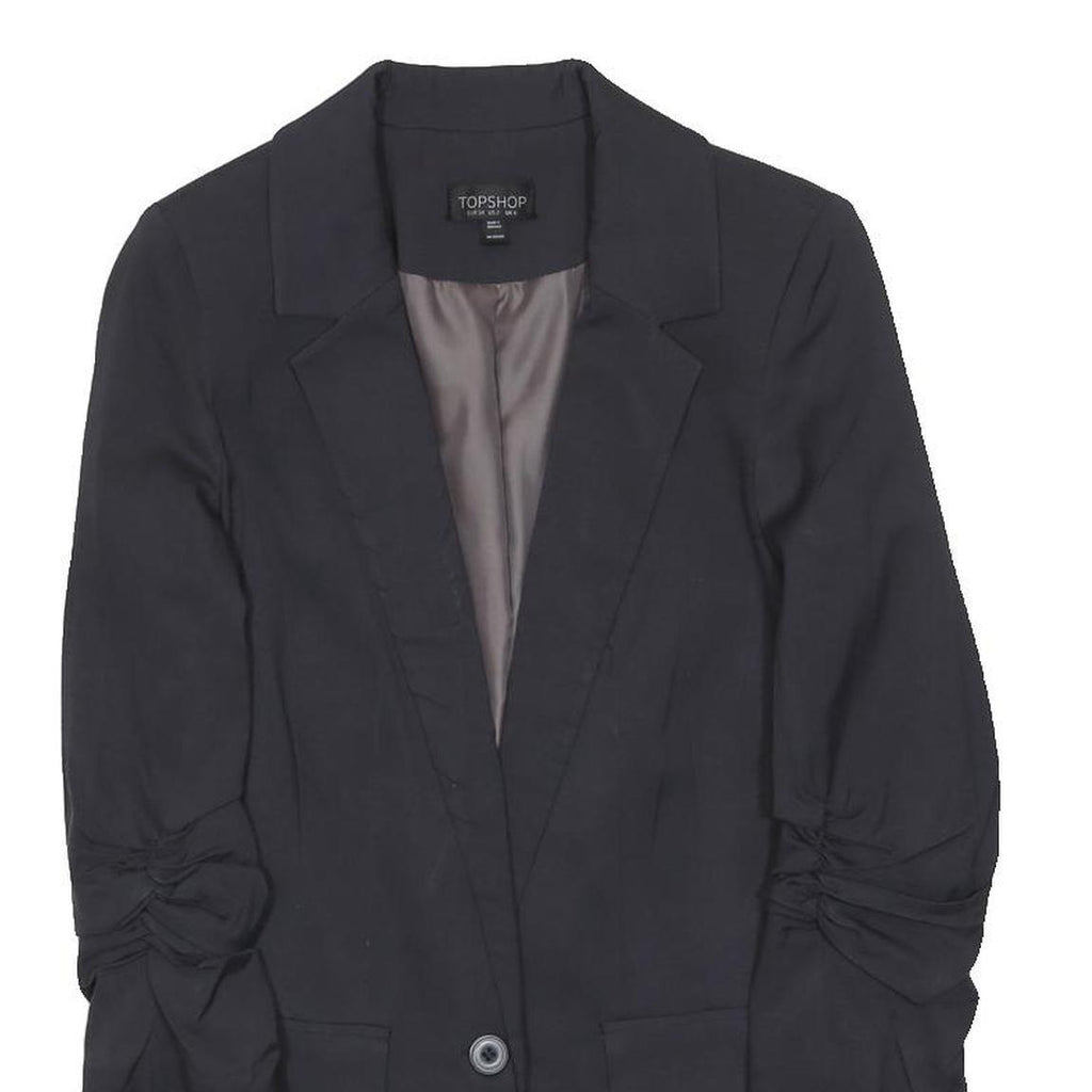 TOPSHOP Womens Black Jacket UK 6 Polyester Blend Classic Button Closure Elegant